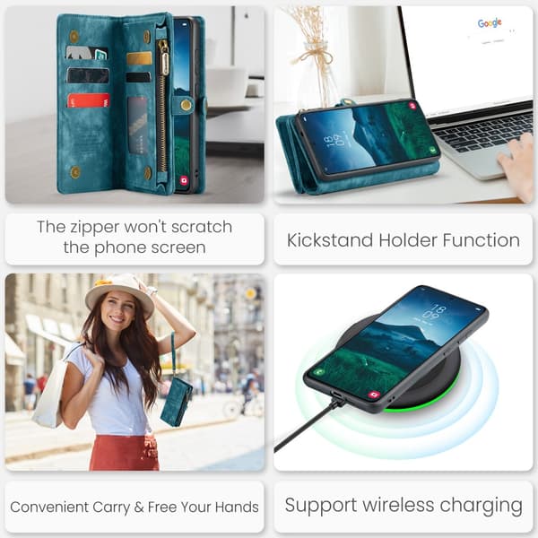 CaseMe Multi-Slot 2 i 1 Plånboksfodral Galaxy S25 Blå