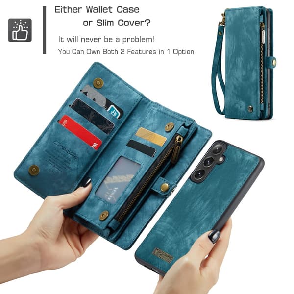 CaseMe Multi-Slot 2 i 1 Plånboksfodral Galaxy S25 Blå