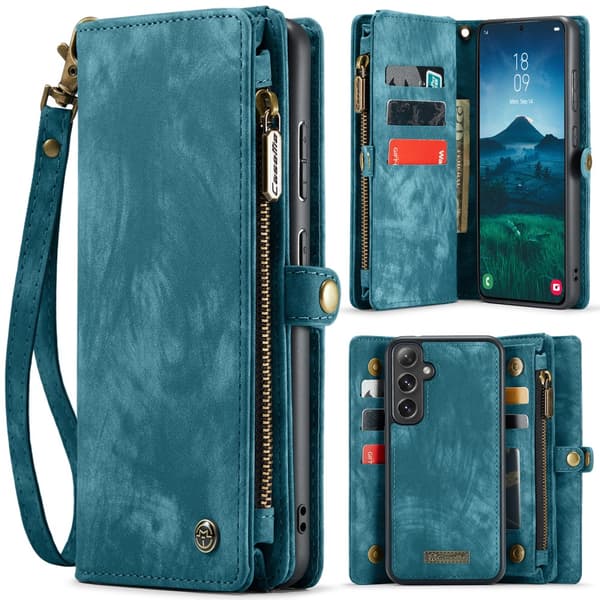 CaseMe Multi-Slot 2 i 1 Plånboksfodral Galaxy S25 Blå