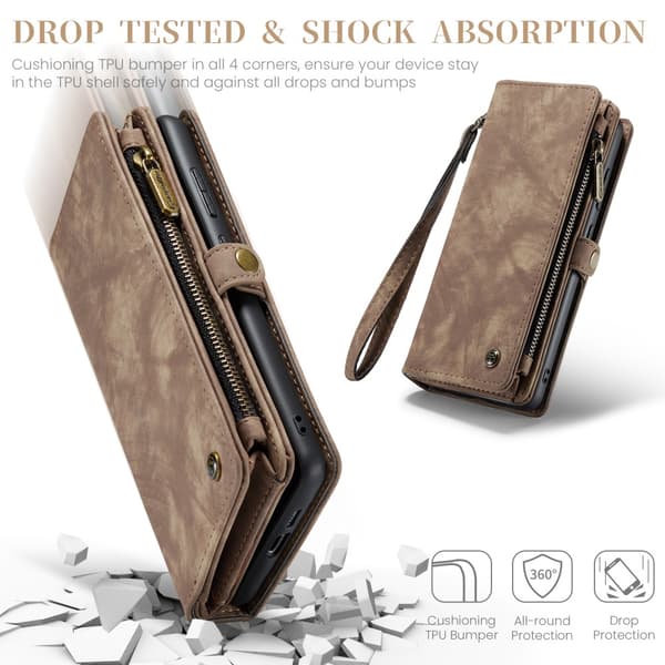 CaseMe Multi-Slot 2 i 1 Plånboksfodral Galaxy S25 Brun