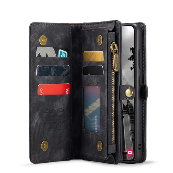 CaseMe Multi-Slot 2 i 1 Plånboksfodral Galaxy S25 Plus Svart