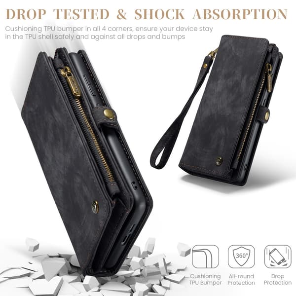 CaseMe Multi-Slot 2 i 1 Plånboksfodral Galaxy S25 Plus Svart