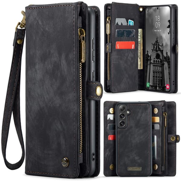 CaseMe Multi-Slot 2 i 1 Plånboksfodral Galaxy S25 Plus Svart