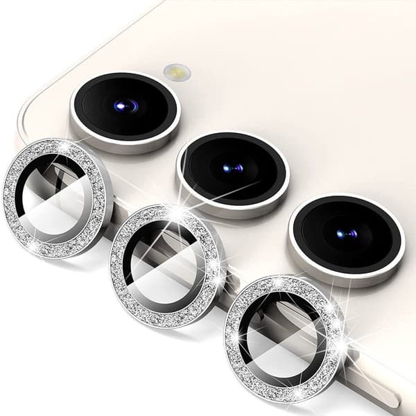 Hat Prince Glitter Linsskydd Samsung Galaxy S25 Silver