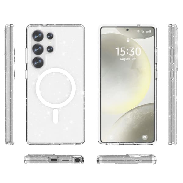 Glitter MagSafe Skal Samsung Galaxy S25 Ultra Transparent