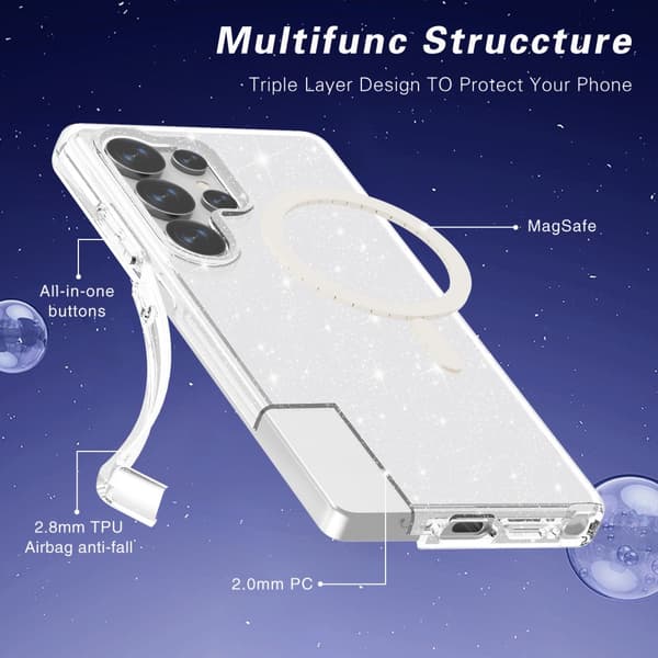 Glitter MagSafe Skal Samsung Galaxy S25 Ultra Transparent