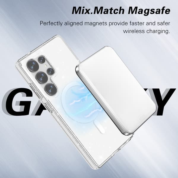 Glitter MagSafe Skal Samsung Galaxy S25 Ultra Transparent