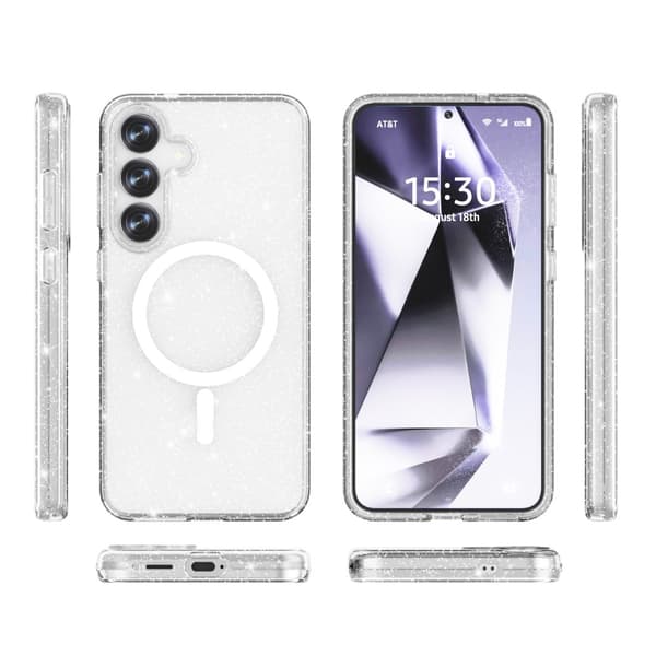 Glitter MagSafe Skal Samsung Galaxy S25 Transparent
