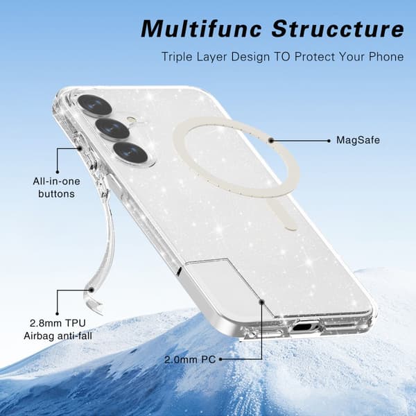 Glitter MagSafe Skal Samsung Galaxy S25 Transparent