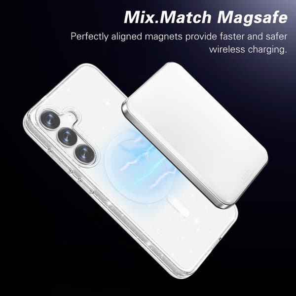 Glitter MagSafe Skal Samsung Galaxy S25 Transparent