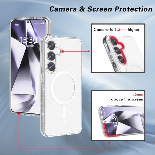 Glitter MagSafe Skal Samsung Galaxy S25 Transparent
