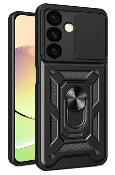 Samsung Galaxy S25+ (S25 plus) Skal - Svart Med Linsskydd samt ställfunktion