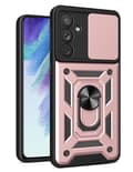 Miniatyrbild 1 av 3: Samsung Galaxy S25 Skal - Rosa Med Linsskydd samt ställfunktion