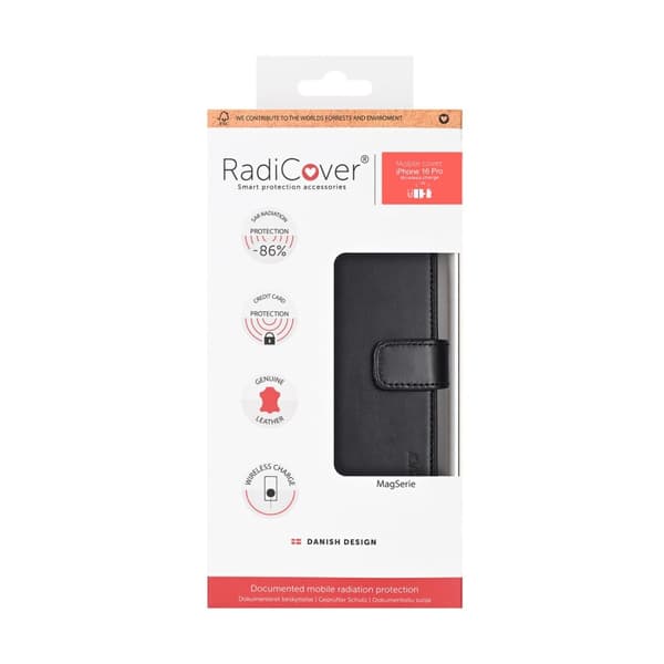 Radicover 2in1 Anti Radiation RFID 3 card MagS iPhone 16 Pro Black Leather