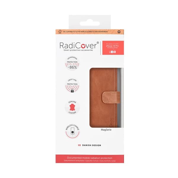 Radicover Mobiltaske Strålingsbeskyttelse 2in1 Brun - iPhone 16 Pro