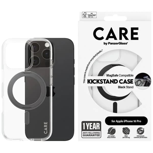 PanzerGlass CARE Kickstand Sort til Apple iPhone 16 Pro