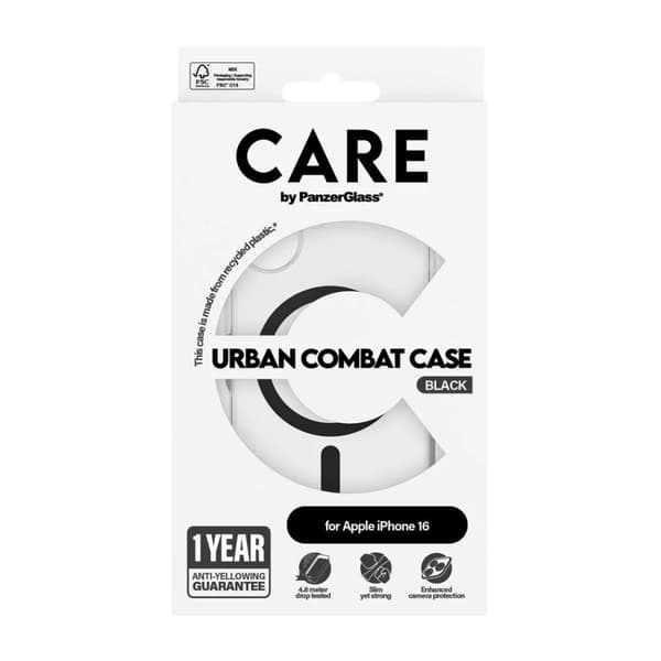 PanzerGlass CARE Urban Combat Case Magsafe Black for Apple iPhone 16, 15