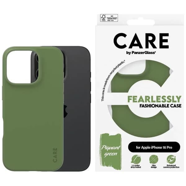 PanzerGlass CARE Fashionable Case til iPhone 16 Pro Grøn