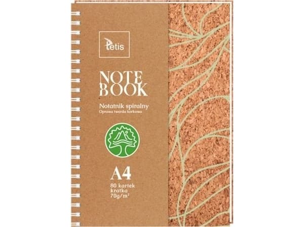 A4 NOTATBOK, KORKINNBINDING, 70g/m2, 80 ARK