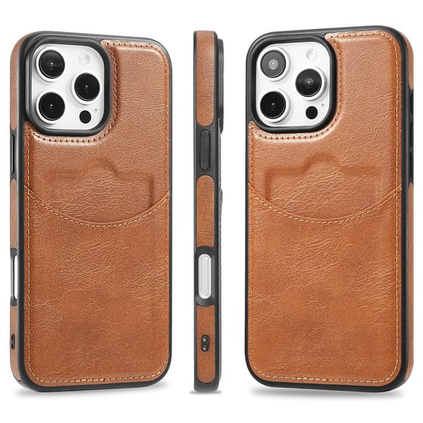 iPhone 16 Pro Max - Slimmat Kortfacksskal i Läder