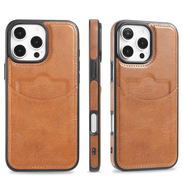 iPhone 16 Pro Max - Slimmat Kortfacksskal i Läder