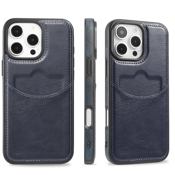 iPhone 16 Pro Max - Slimmat Kortfacksskal i Läder