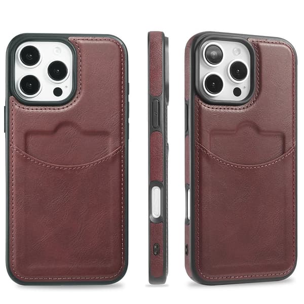 iPhone 16 Pro Max - Slimmat Kortfacksskal i Läder