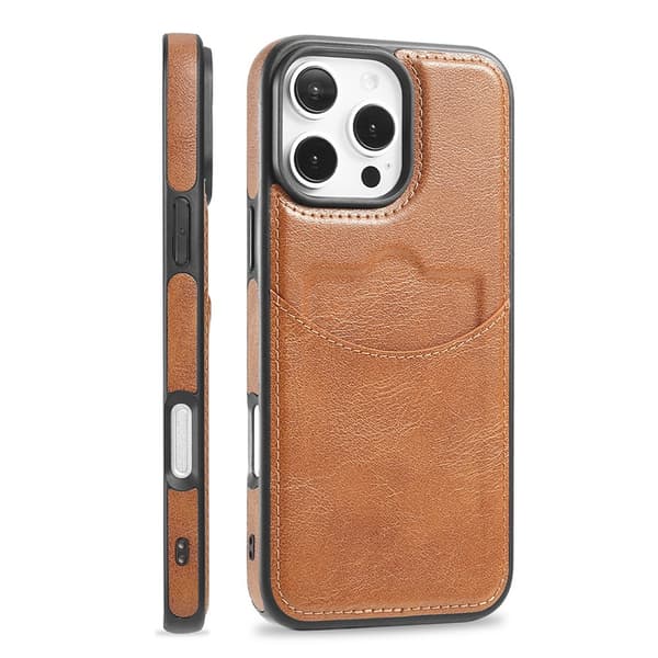 iPhone 16 Pro Max - Slimmat Kortfacksskal i Läder