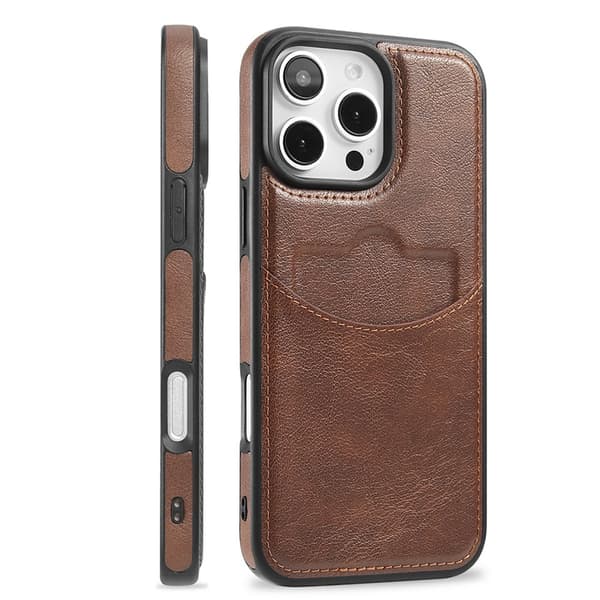 iPhone 16 Pro Max - Slimmat Kortfacksskal i Läder