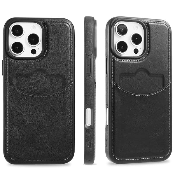 iPhone 16 Pro Max - Slimmat Kortfacksskal i Läder