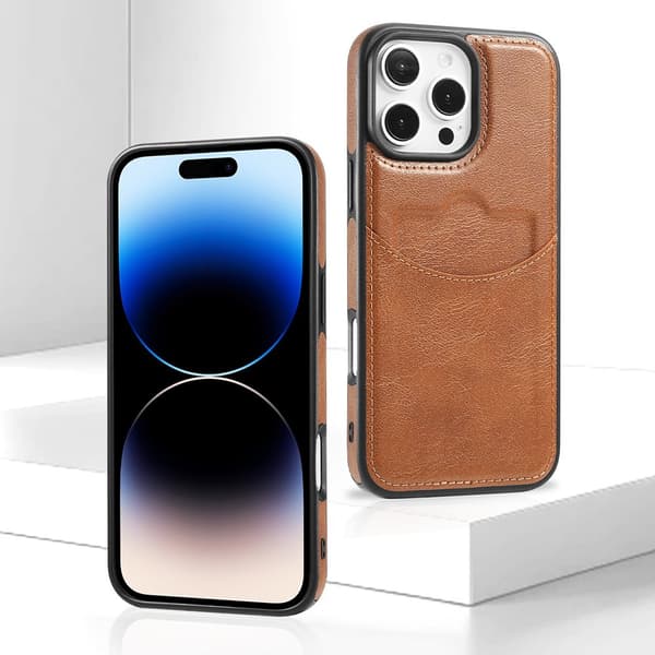 iPhone 16 Pro Max - Slimmat Kortfacksskal i Läder