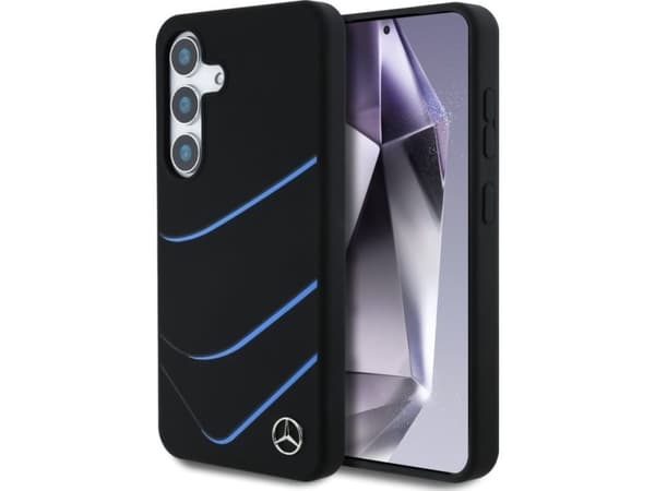 Mercedes Silicone Contrasted Curves MagSafe Samsung Galaxy S25 telefondeksel svart