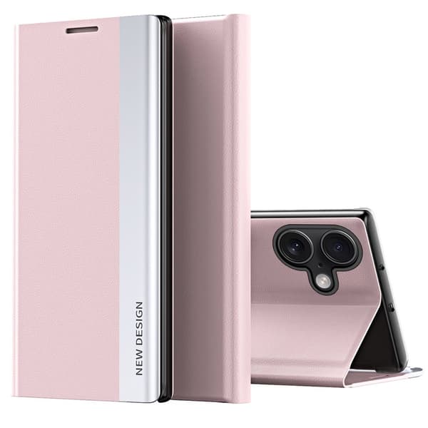 iPhone 16 Electroplate Skal - Spegelfinish & Ställfunktion Rosa