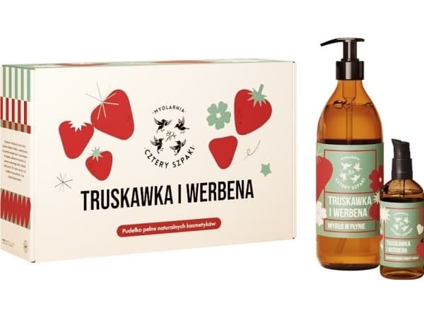 WASHMARNIA CZTERY SZPAKI_SET Mansikka ja verbena hierontaöljy 100ml + nestesaippua 500ml