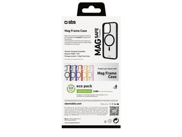 SBS Mag frame, Omslag, Apple, iPhone 16 Pro Max, 17,5 cm (6.9"), Svart, Transparent