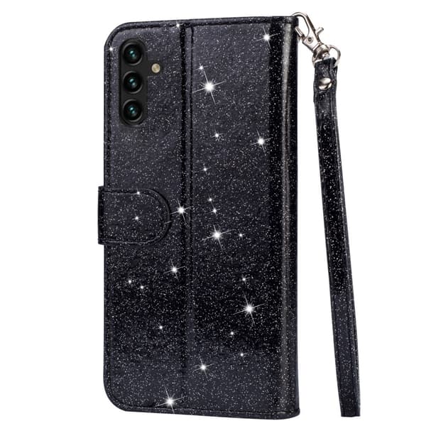 Til Samsung Galaxy A56 5G Stående Glittercover med Lynlåslomme - Black