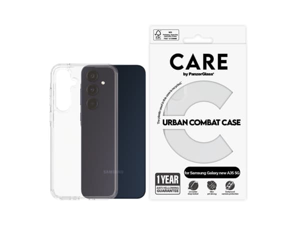 PanzerGlass CARE BY FLAGSHIP, Samsung, Samsung - Galaxy A36 5G, Tørr påføring, Ripebestandig, Sjokkresistent, Gjennomsiktig, 1 stykker
