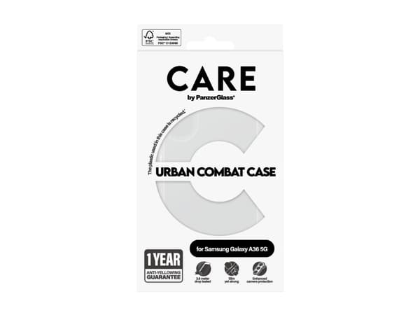 PanzerGlass CARE BY FLAGSHIP, Samsung, Samsung - Galaxy A36 5G, Tørr påføring, Ripebestandig, Sjokkresistent, Gjennomsiktig, 1 stykker