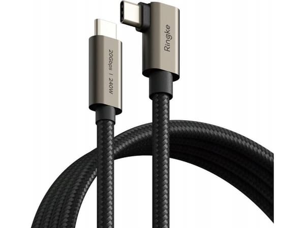 Kabel kątowy USB-C / USB-C Ringke USB 3.2 Gen 2x2 USB-C 90 Degree Cable PD 240W 100cm Black