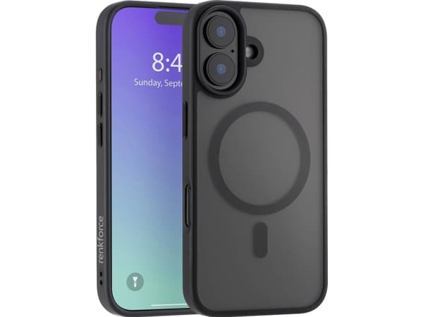 Renkforce RF-6676268, Cover, Apple, iPhone 16, 15.5 cm (6.1"), Black, Transparent