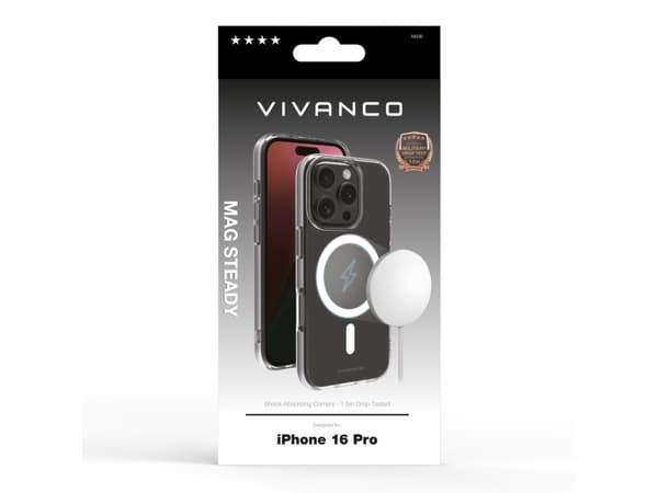 Vivanco Mag Steady, Omslag, Apple, iPhone 16 Pro, 16 cm (6.3"), Transparent, Vit