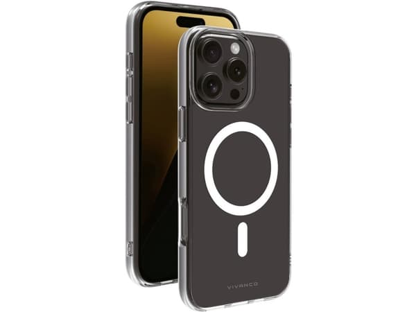 Vivanco Mag Steady Anti Shock Cover, Magnetic Wireless Charging Support for iPhone 16 Pro Max, Cover, Apple, iPhone 16 Pro Max, 17.5 cm (6.9"), Trans