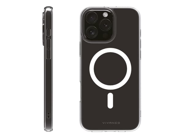 Vivanco Mag Steady Anti Shock Cover, Magnetic Wireless Charging Support for iPhone 16 Pro Max, Cover, Apple, iPhone 16 Pro Max, 17.5 cm (6.9"), Trans