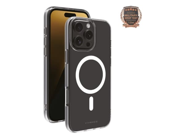 Vivanco Mag Steady Anti Shock Cover, Magnetic Wireless Charging Support for iPhone 16 Pro Max, Cover, Apple, iPhone 16 Pro Max, 17.5 cm (6.9"), Trans