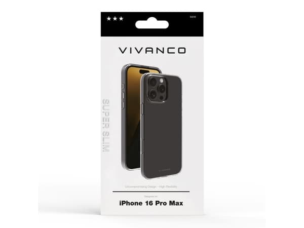 Vivanco Super Slim, Omslag, Apple, iPhone 16 Pro Max, 17,5 cm (6.9"), Transparent