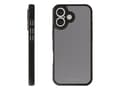 Pikkukuva 2 / 5: Vivanco Frosted Cover for iPhone 16 with integrated camera protection frame, semi-transparent/black, Cover, Apple, iPhone 16, 15.5 cm (6.1"), Black,