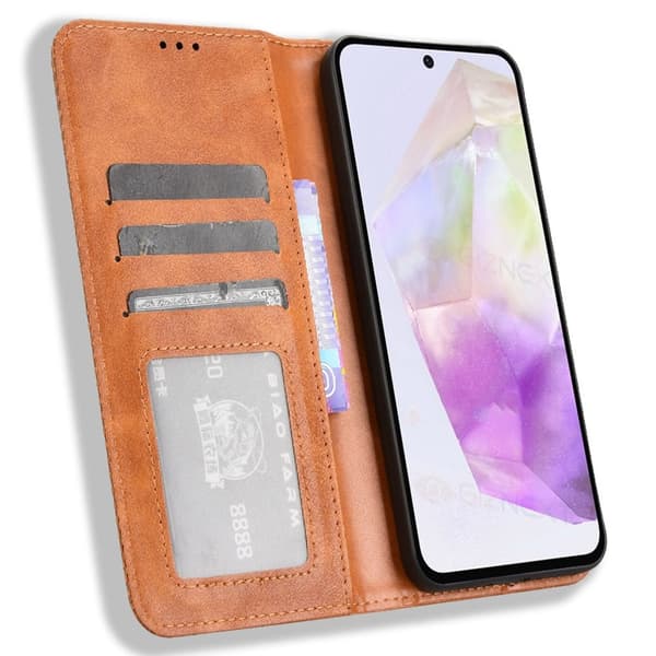 Wallet Stand Flip-telefonetui til Samsung Galaxy A56 5G - Brun