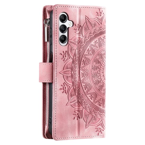 För Samsung Galaxy A56 plånboksfodral Fodral Skal Mandala blommönster - Rose Gold