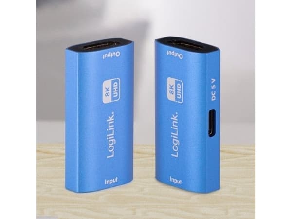 logilink Repeater HDMI, 8K/60HZ, HDCP2.3, Alu, niebieski