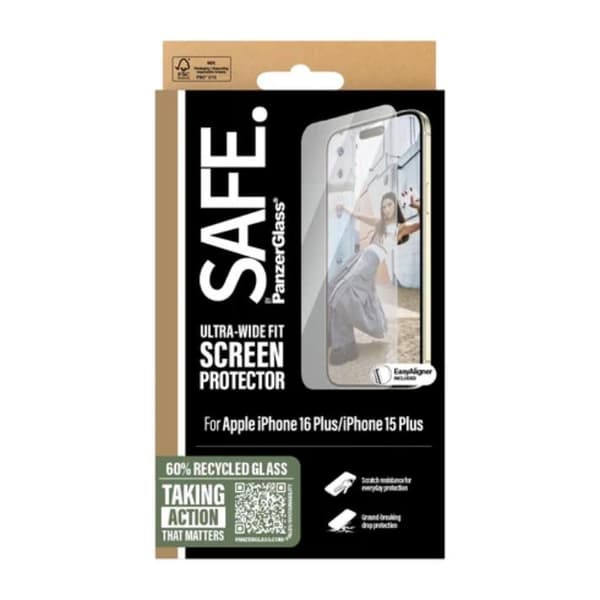 PanzerGlass SAFE. by PanzerGlass Apple iPhone 16 Plus, 15 Plus | Ultra-Wide Fit